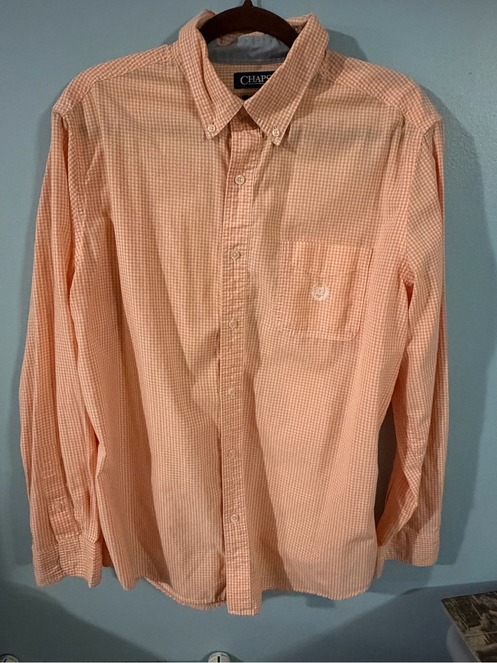 Chaps Men's L Orange Gingham Button-Down Shirt